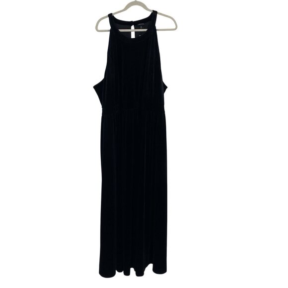 Torrid Plus Size 5 5X Black Maxi Velvet Halter A Line Dress NWT - Picture 1 of 14